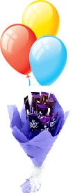 3 Air balloons 6 Dairy milk chocolate bars bouquet