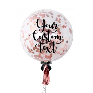 Gold Bright Confetti balloons with YOUR TEXT print on balloon