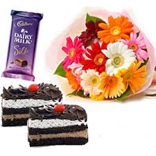 3 silk bars 2 pastries 12 gerberas