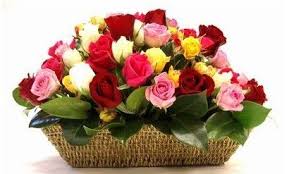 50 mix roses flowers basket