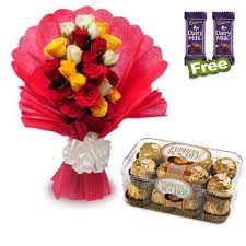 20 mix roses 16 ferrero rocher box and 2 free chocolates