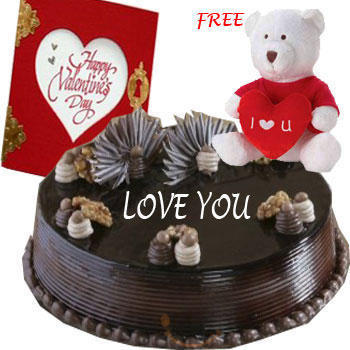 1 kg chocolate cake, Teddy and Card