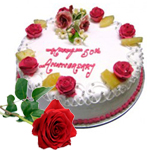 1 kg Pineapple Cake with One red rose