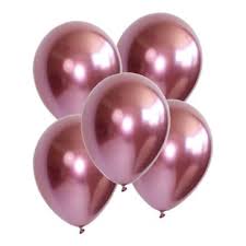 10 Gas filled pink Balloons tied to ribbons