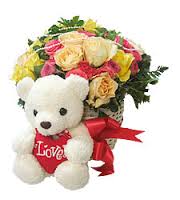 6 inches Teddy 12 mix roses