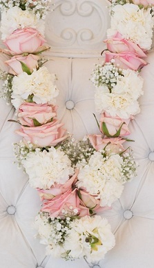 2 marriage jaimala with fresh flowers pink white flowers